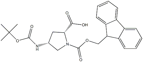 (2R,4R)-Boc-4-amino-1-Fmoc-pyrrolidine-2-carboxylic acid 化学構造式