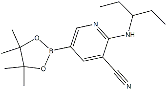 5-(4,4,5,5-tetramethyl-1,3,2-dioxaborolan-2-yl)-2-(pentan-3-ylamino)pyridine-3-carbonitrile 化学構造式