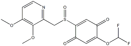 5-difluoromethoxy-2-[(3,4-dimethoxy-2-pyridyl)methyl]sulfinyl-1H-benzoquinone 化学構造式