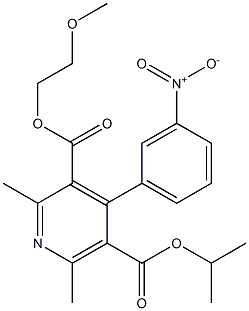 2,6-Dimethyl-4-(3-nitrophenyl)-3,5-pyridinedicarboxylic acid-2-methoxyethyl ester isopropyl ester (nimodipine impurity I) Standard Struktur