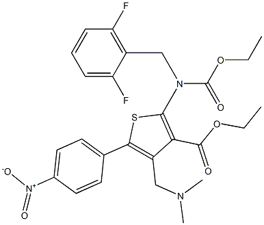 ethyl 2-((2,6-difluorobenzyl)(ethoxycarbonyl)amino)-4-((dimethylamino)methyl)-5-(4-nitrophenyl)thiophene-3-carboxylate Structure