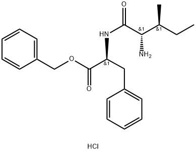 (S)-Benzyl 2-((2S,3S)-2-amino-3-methylpentanamido)-3-phenylpropanoate hydrochloride 化学構造式