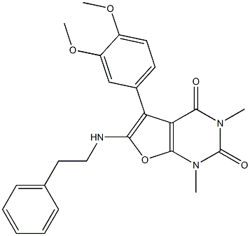 Furo[2,3-d]pyrimidine-2,4(1H,3H)-dione,  5-(3,4-dimethoxyphenyl)-1,3-dimethyl-6-[(2-phenylethyl)amino]- Structure