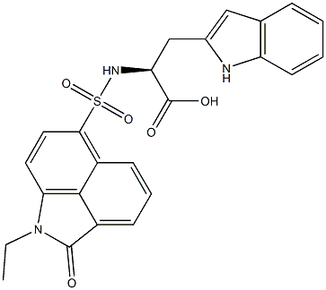 N-[(1-ethyl-2-oxo-1,2-dihydrobenzo[cd]indol-6-yl)sulfonyl]-3-(1H-indol-2-yl)alanine Structure