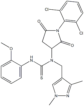 N-[1-(2,6-dichlorophenyl)-2,5-dioxo-3-pyrrolidinyl]-N-[(1,3-dimethyl-1H-pyrazol-4-yl)methyl]-N'-(2-methoxyphenyl)thiourea Structure