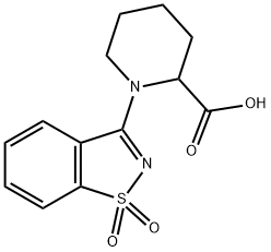 1-(1,1-氧代-1,2-苯并噻唑-3-基)哌啶-2-羧酸 结构式