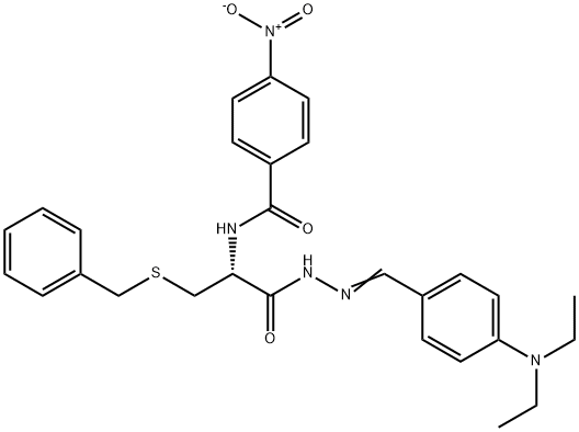 N-(1-[(benzylsulfanyl)methyl]-2-{2-[4-(diethylamino)benzylidene]hydrazino}-2-oxoethyl)-4-nitrobenzamide 化学構造式