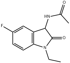 Acetamide,  N-(1-ethyl-5-fluoro-2,3-dihydro-2-oxo-1H-indol-3-yl)-,1009181-80-9,结构式