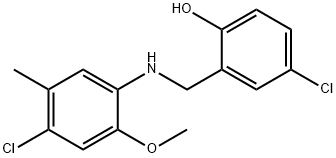 4-chloro-2-{[(4-chloro-2-methoxy-5-methylphenyl)amino]methyl}phenol Struktur