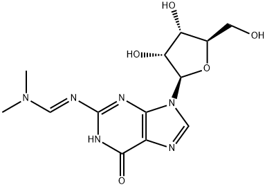 (E)-N-(9-((2R,3R,4S,5R)-3,4-dihydroxy-5-(hydroxymethyl)tetrahydrofuran-2-yl)-6-oxo-6,9-dihydro-1H-purin-2-yl)-N,N-dimethylformimidamide* Structure