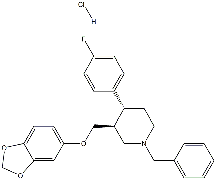 (-)(3S,4R)-4-(4-fluorophenyl)-3-(3,4-methylenedioxy-phenoxymethyl)-N-benzylpiperidine hydrochloride Structure