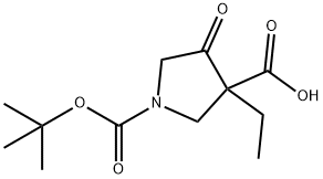 4-氧代-吡咯烷-1,3-二羧酸 1-叔丁酯 3-乙酯 结构式