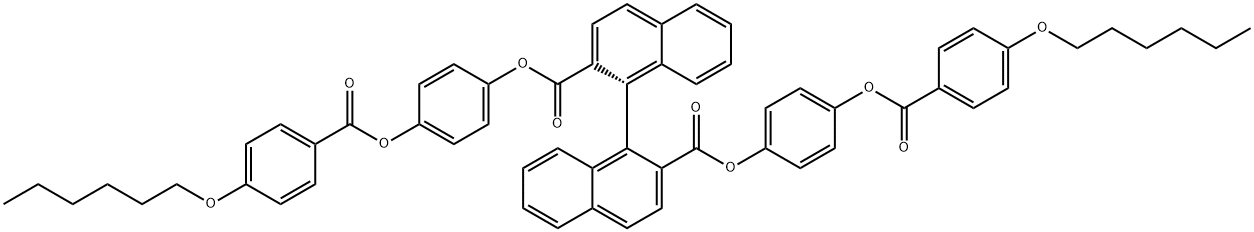 Benzoic acid, 4-(hexyloxy)-, [1,1'-binaphthalene]-2,2'-diylbis(oxycarbonyl-4,1-phenylene) ester, (R)- (9CI) Struktur