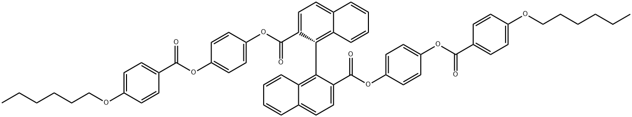 Benzoic acid, 4-(hexyloxy)-, [1,1'-binaphthalene]-2,2'-diylbis(oxycarbonyl-4,1-phenylene) ester, (R)- (9CI) Structure