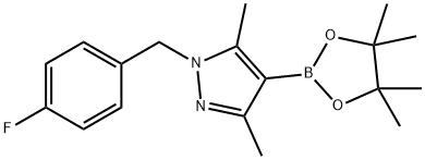 1-(4-氟-苄基)-3,5-二甲基-4-(4,4,5,5-四甲基-[1,3,2]二氧杂硼环戊烷-2-基)-1H-吡唑, 1126779-27-8, 结构式