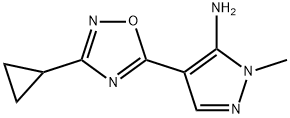 4-(3-cyclopropyl-1,2,4-oxadiazol-5-yl)-1-methyl-1H-pyrazol-5-amine,1152534-41-2,结构式