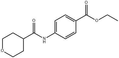 Benzoic acid, 4-[[(tetrahydro-2H-pyran-4-yl)carbonyl]amino]-, ethyl ester Struktur