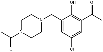 1-{4-[(3-acetyl-5-chloro-2-hydroxyphenyl)methyl]piperazin-1-yl}ethan-1-one Struktur