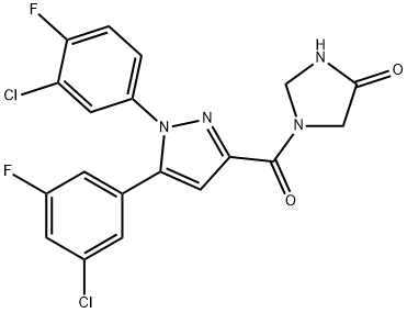 1187917-12-9 4-Imidazolidinone, 1-[[1-(3-chloro-4-fluorophenyl)-5-(3-chloro-5-fluorophenyl)-1H-pyrazol-3-yl]carbonyl]-