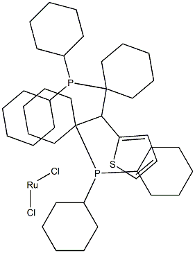 dichlororuthenium: dicyclohexyl(1-{[1-(dicyclohexylphosphanyl)cyclohexyl](thiophen-2-yl)methyl}cyclohexyl)phosphane Structure