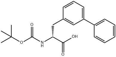 (2R)-2-[(2-methylpropan-2-yl)oxycarbonylamino]-3-(3-phenylphenyl)propanoic acid Struktur