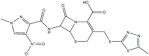 7-[({4-nitro-1-methyl-1H-pyrazol-3-yl}carbonyl)amino]-3-{[(5-methyl-1,3,4-thiadiazol-2-yl)sulfanyl]methyl}-8-oxo-5-thia-1-azabicyclo[4.2.0]oct-2-ene-2-carboxylic acid Structure