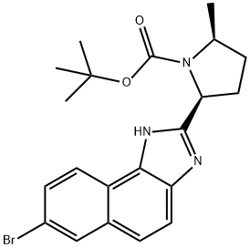 tert-butyl (2S,5S)-2-(7-bromo-1H-naphtho[1,2-d]imidazol-2-yl)-5-methylpyrrolidine-1-carboxylate Struktur