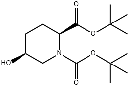 二叔丁基(2S,5S)-5-羟基哌啶-1,2- 二羧酸盐, 1253856-42-6, 结构式