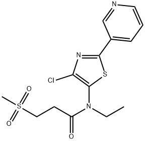 N-(4-CHLORO-2-(PYRIDIN-3-YL)THIAZOL-5-YL)-N-ETHYL-3-(METHYLSULFONYL)PROPANAMIDE, 1255091-74-7, 结构式