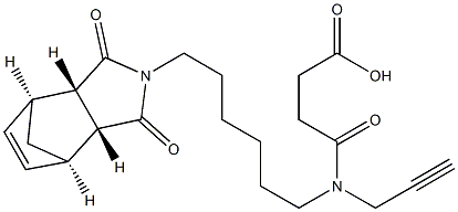 4-((6-((3aR,4R,7S,7aS)-1,3-dioxo-1,3,3a,4,7,7a-hexahydro-2H-4,7-methanoisoindol-2-yl)hexyl)(prop-2-yn-1-yl)amino)-4-oxobutanoic acid 化学構造式