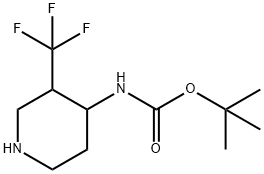 (3-Trifluoromethyl-piperidin-4-yl)-carbamic acid tert-butyl ester 化学構造式