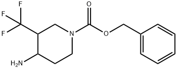 4-Amino-3-trifluoromethyl-piperidine-1-carboxylic acid benzyl ester 化学構造式