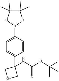 tert-Butyl (3-(4-(4,4,5,5-tetramethyl-1,3,2-dioxaborolan-2-yl)phenyl)oxetan-3-yl)carbamate Struktur