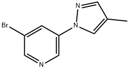 3-Bromo-5-(4-methyl-1H-pyrazol-1-yl)pyridine,1289270-48-9,结构式