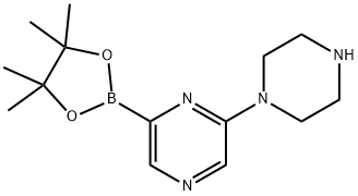 2-(piperazin-1-yl)-6-(4,4,5,5-tetramethyl-1,3,2-dioxaborolan-2-yl)pyrazine Struktur