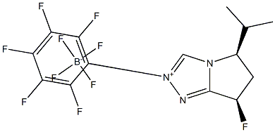 (5R,7R)-7-Fluoro-5-isopropyl-2-(perfluorophenyl)-6,7-dihydro-5H-pyrrolo[2,1-c][1,2,4]triazol-2-ium tetrafluoroborate Structure