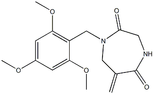 6-亚甲基-1-(2,4,6-三甲氧基苄基)-1,4-二氮杂环庚烷-2,5-二酮 结构式