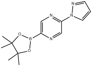 2-(1H-pyrazol-1-yl)-5-(4,4,5,5-tetramethyl-1,3,2-dioxaborolan-2-yl)pyrazine 化学構造式