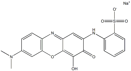 Benzenesulfonic acid, [[7-(dimethylamino)-4-hydroxy-3-oxo-3H-phenoxazin-2-yl]amino]-, monosodium salt (9CI),1323-97-3,结构式