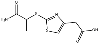 2-(2-((1-amino-1-oxopropan-2-yl)thio)thiazol-4-yl)acetic acid Struktur