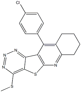 11-(4-chlorophenyl)-7,8,9,10-tetrahydro[1,2,3]triazino[4',5':4,5]thieno[2,3-b]quinolin-4-yl methyl sulfide 化学構造式