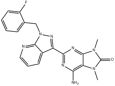 6-amino-2-(1-(2-fluorobenzyl)-1H-pyrazolo[3,4-b]pyridin-3-yl)-
7,9-dimethyl-7,9-dihydro-8H-purin-8-one 化学構造式