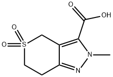 2-methyl-5,5-dioxo-2H,4H,6H,7H-5lambda6-thiopyrano[4,3-c]pyrazole-3-carboxylic acid 化学構造式