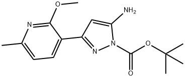 tert-butyl 5-amino-3-(2-methoxy-6-methylpyridin-3-yl)-1H-pyrazole-1-carboxylate Structure