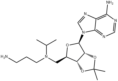 N1-(((3aR,4R,6R,6aR)-6-(6-amino-9H-purin-9-yl)-2,2-dimethyltetrahydrofuro[3,4-d][1,3]dioxol-4-yl)methyl)-N1-isopropylpropane-1,3-diamine Struktur