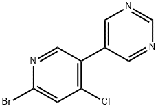 2-Bromo-4-chloro-5-(5-pyrimidyl)pyridine,1381937-70-7,结构式