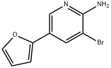 2-Amino-3-bromo-5-(2-furyl)pyridine 化学構造式