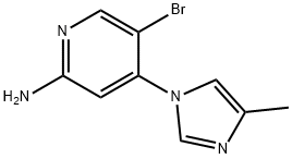 2-Amino-5-bromo-4-(4-methylimidazol-1-yl)pyridine 化学構造式