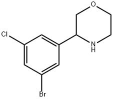 3-(3-BROMO-5-CHLOROPHENYL)MORPHOLINE 化学構造式