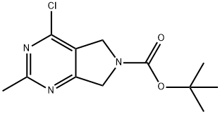 tert-butyl 4-chloro-2-methyl-5H,6H,7H-pyrrolo[3,4-d]pyrimidine-6-carboxylate 化学構造式